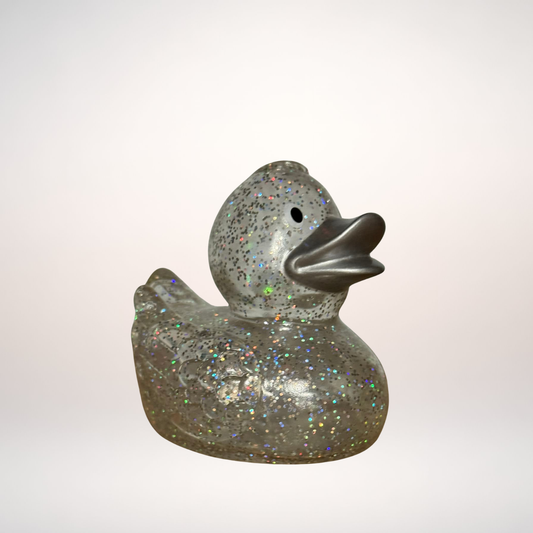 Silver Holographic Glitter Duck